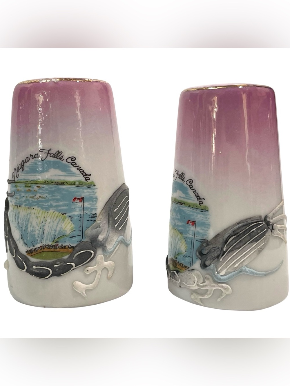 Vintage 1960s Dragonware Moriage Niagara Falls Canada Salt and Pepper Shakers - Picture 4 of 9